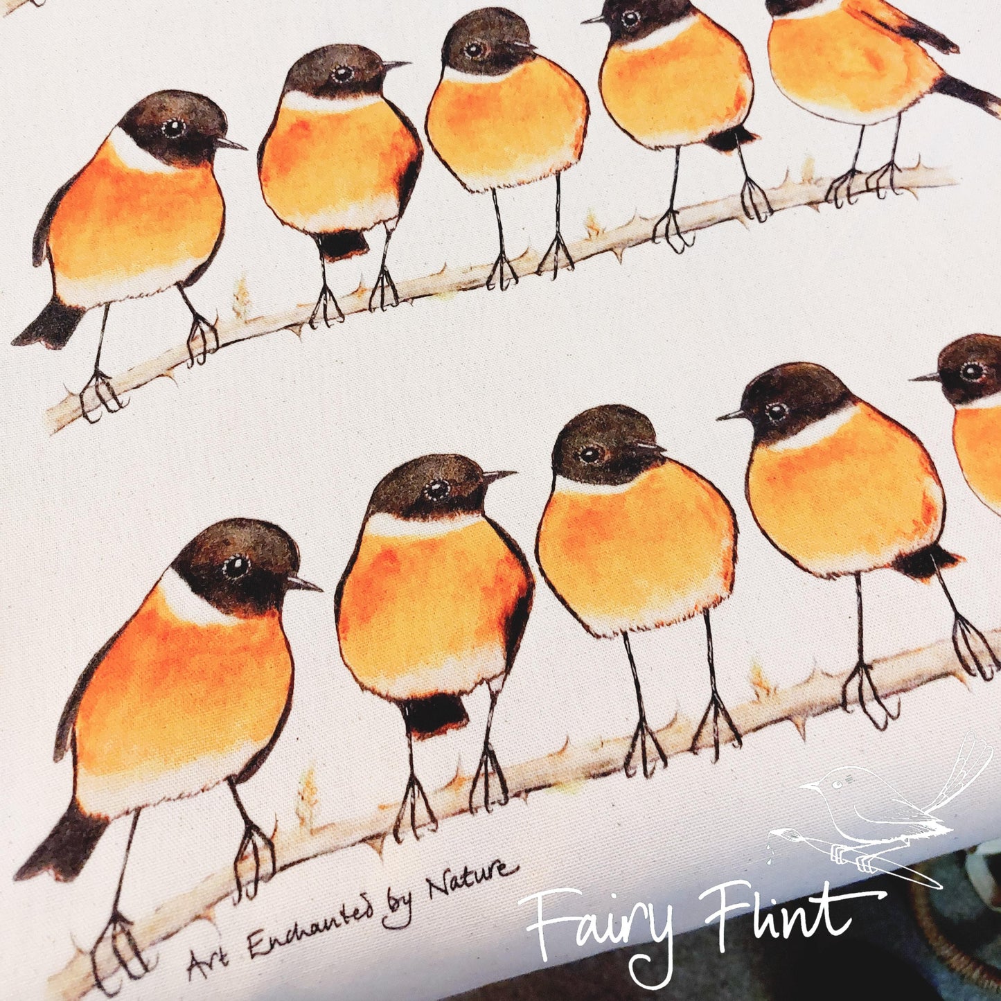 Stonechat Tea Towel