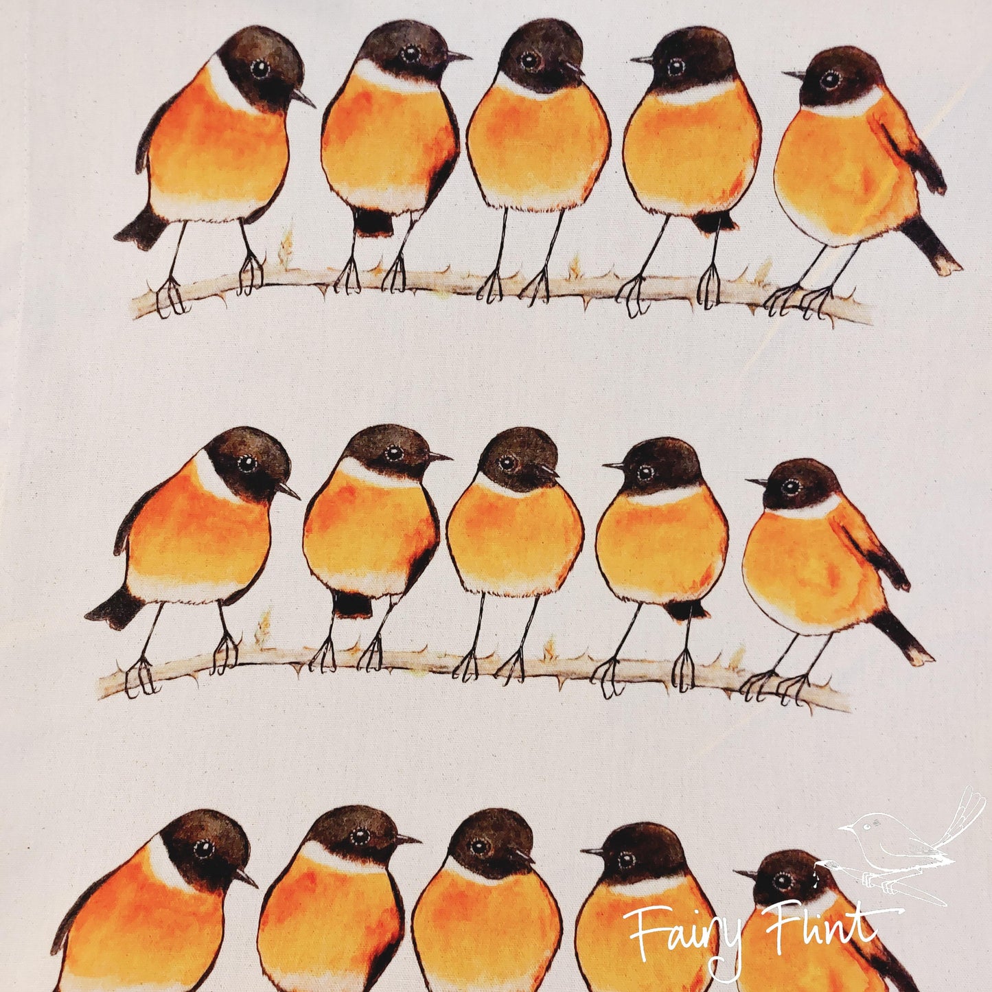 Stonechat Tea Towel