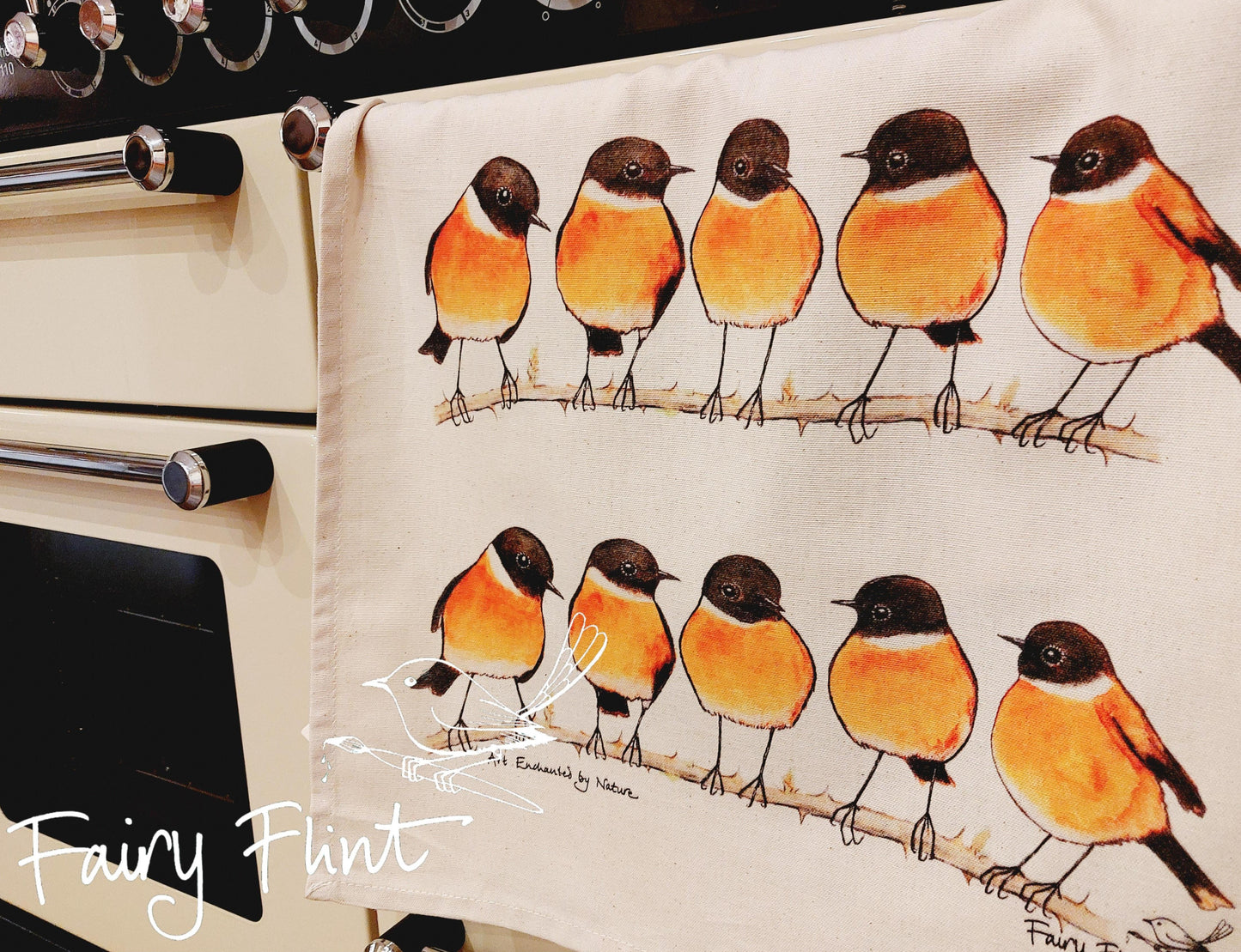 Stonechat Tea Towel