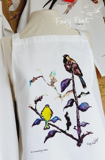 Sparrow and Blue tit Apron ~ Organic Cotton