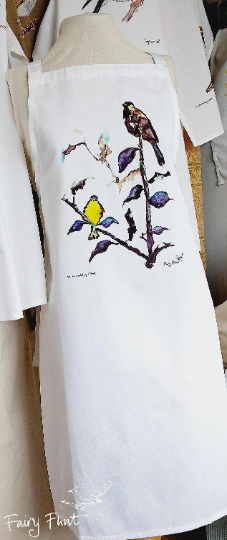 Sparrow and Blue tit Apron ~ Organic Cotton