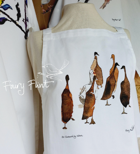 Indian Runner Ducks 'Plus One!' Apron ~ Organic Cotton ♡