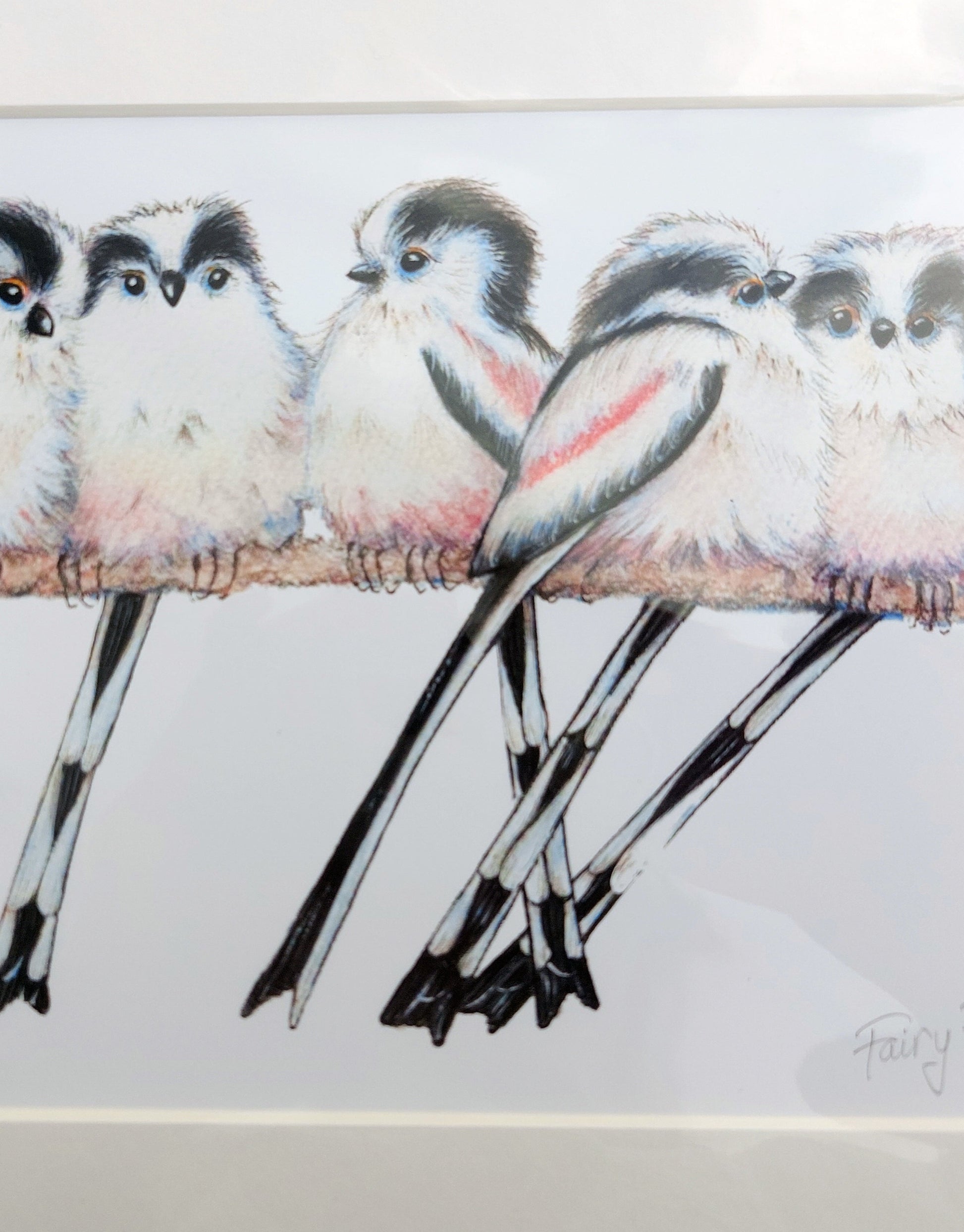 Long-tailed tits picture mounted by Fairy Flint 