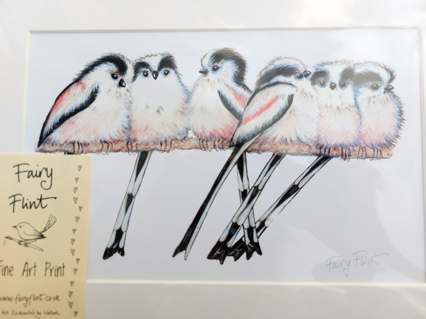 Long-tailed tits ~ Signed Art Print ~ Mounted