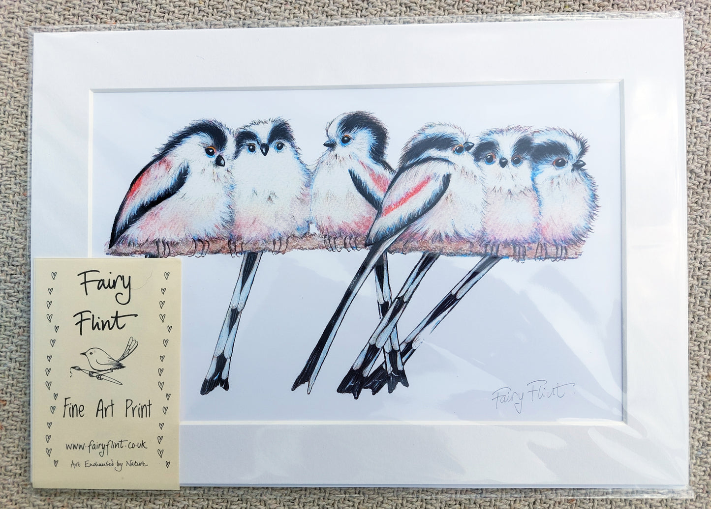 Long-tailed tits ~ Signed Art Print ~ Mounted