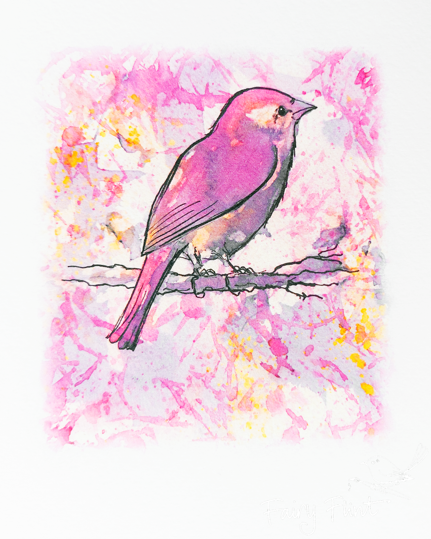 Pink Bird - Small Signed Art Print