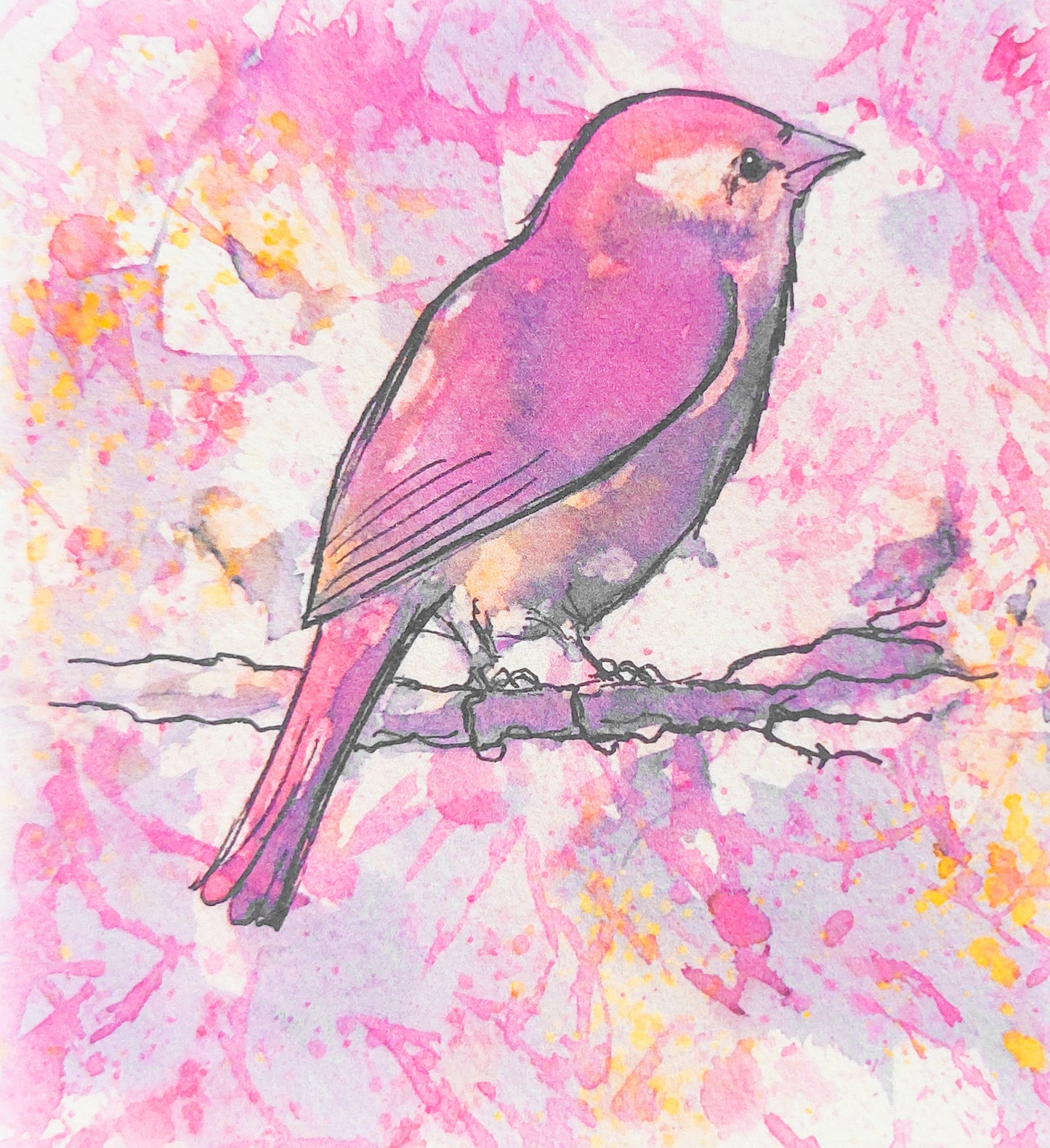 Pink Bird - Small Signed Art Print