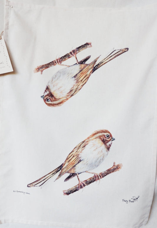 Tea towel with Reed Bunting by Fairy Flint 