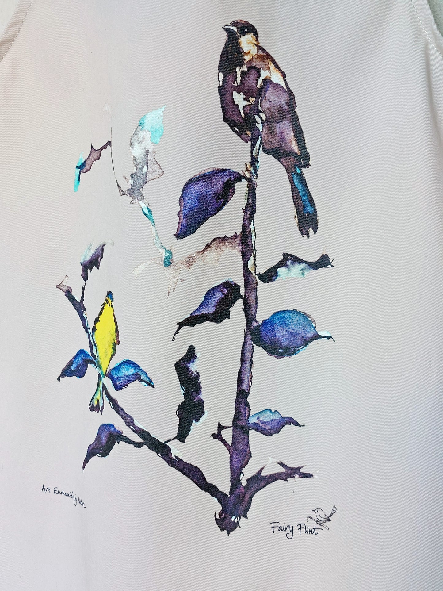 Sparrow and Blue tit Apron ~ Organic Cotton