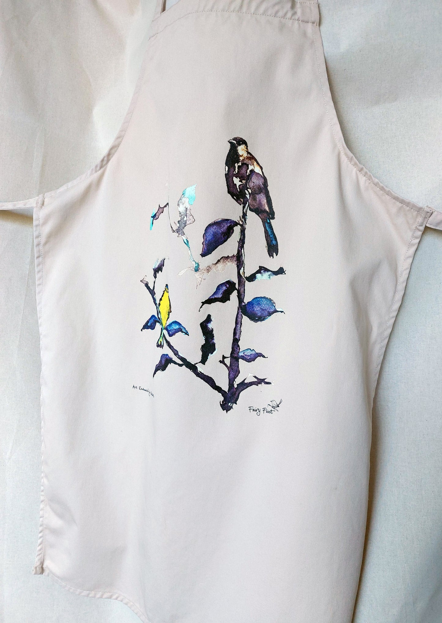 Sparrow and Blue tit Apron ~ Organic Cotton